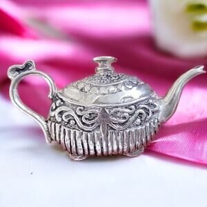 Terrific Teapot Sterling Silver Brooch for Women